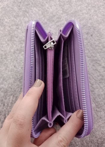 Mor Ekose Kadın Cüzdanı Fermuarlı - Görsel 4