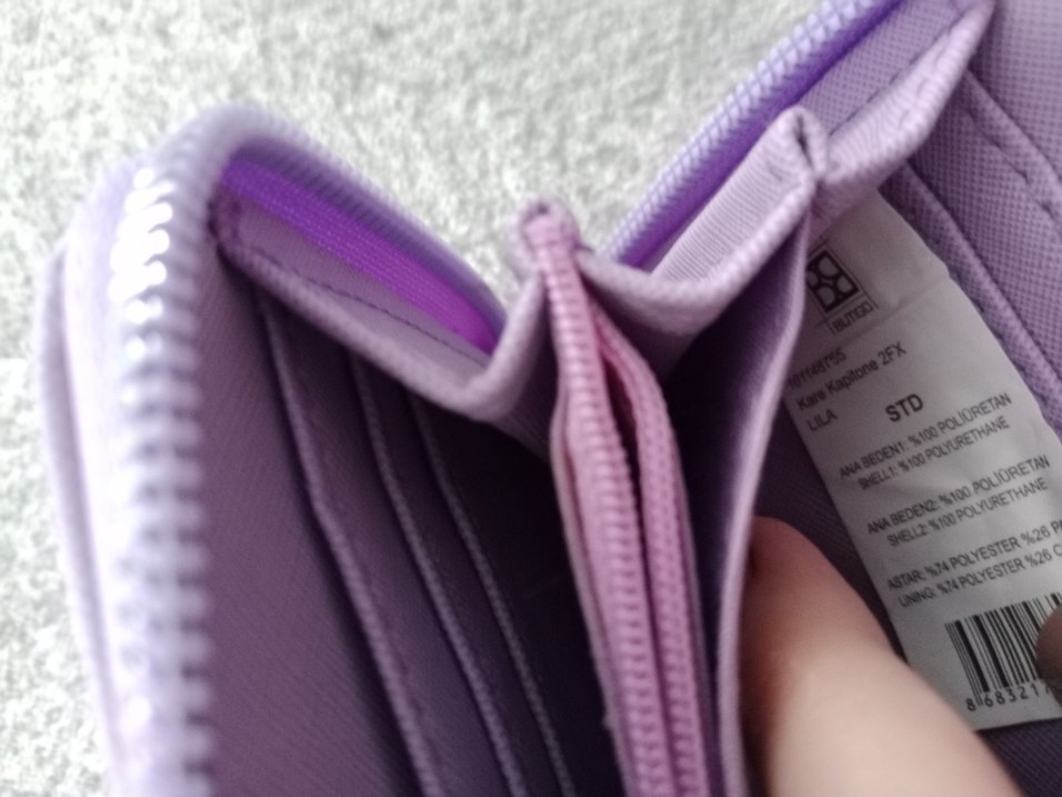 Mor Ekose Kadın Cüzdanı Fermuarlı - Görsel 5