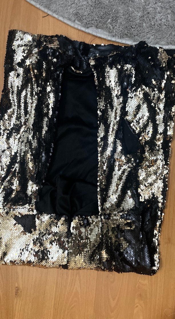 Siyah Yılan Desenli Payetli Uzun Abiye Elbise - Görsel 2