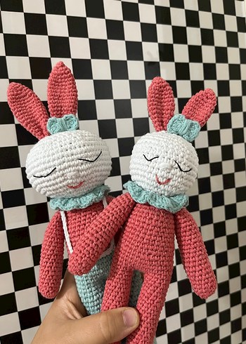 Renkli Örgü Tavşan Peluş Oyuncak - Görsel 3