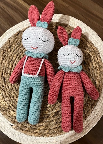 Renkli Örgü Tavşan Peluş Oyuncak - Görsel 4