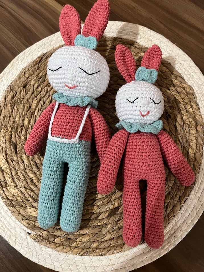 Renkli Örgü Tavşan Peluş Oyuncak - Görsel 2