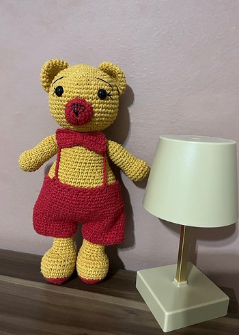 Pembe ve renkli el örgüsü oyuncak ayı - Görsel 4