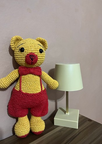 Pembe ve renkli el örgüsü oyuncak ayı - Görsel 6