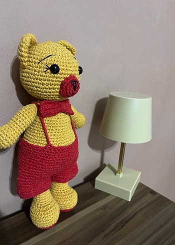 Pembe ve renkli el örgüsü oyuncak ayı - Görsel 5