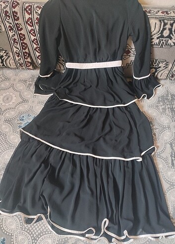 38 Beden siyah Renk Şifon kat kat elbise 