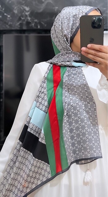 Gucci Çift taraflı 100% saf ipek şal