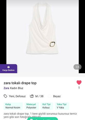 Zara Beyaz V Yaka Drapeli Crop Top