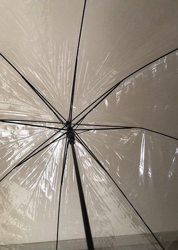 Şeffaf Beyaz Kadın Şemsiye - Görsel 4