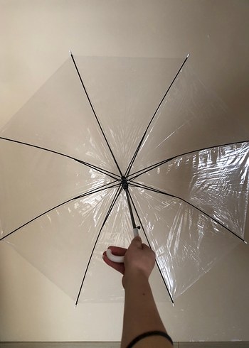 Şeffaf Beyaz Kadın Şemsiye - Görsel 3