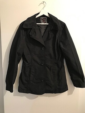 L beden ceket yağmurluk tipi ince ceket şık tarz yeni siyah