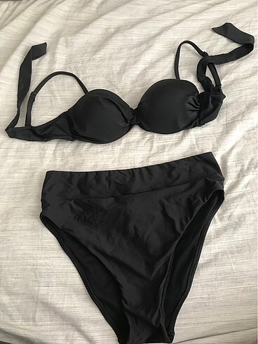 Bikini takımı üst 36 alt 38 beden siyah penti yüksek bel
