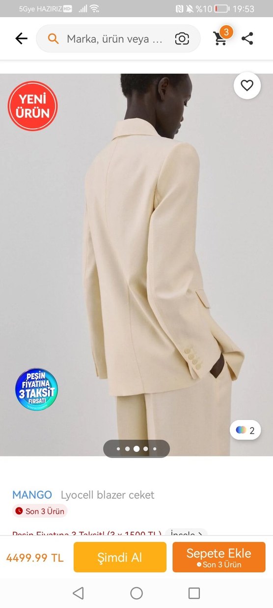 Bej Kadın Regular Fit Midi Ceket - Görsel 3