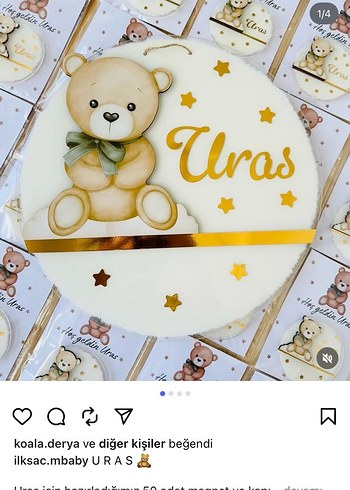 Baskılı Altın Renk Bebek Önlüğü