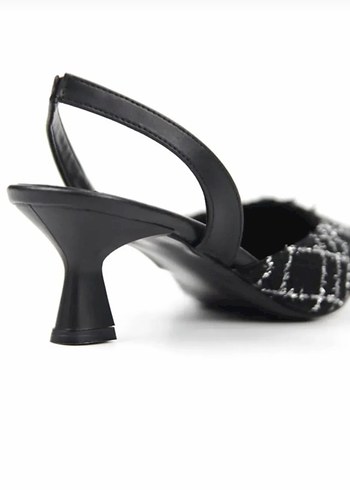 Diğer Siyah Kareli Tokalı Stiletto Topuklu Kadın Ayakkabı