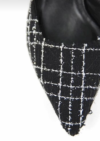40 Beden siyah Renk Siyah Kareli Tokalı Stiletto Topuklu Kadın Ayakkabı