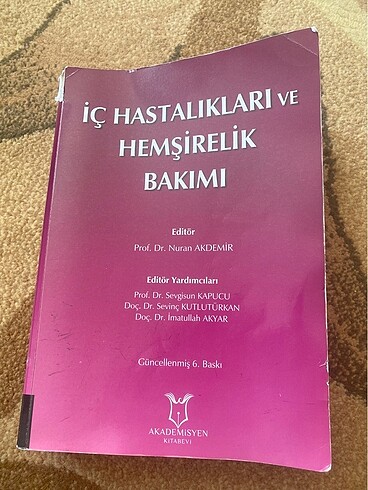 İç hastalıkları ve ve hemşirelik bakımı kitabı