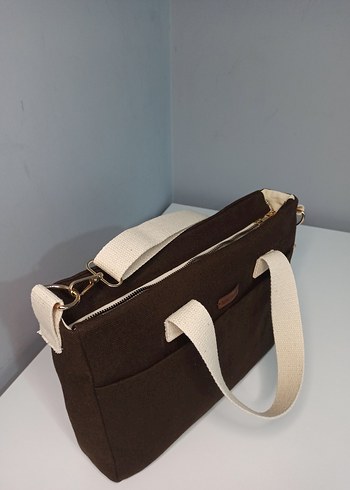 Kahverengi kanvas Günlük Kadın Çanta - Görsel 4