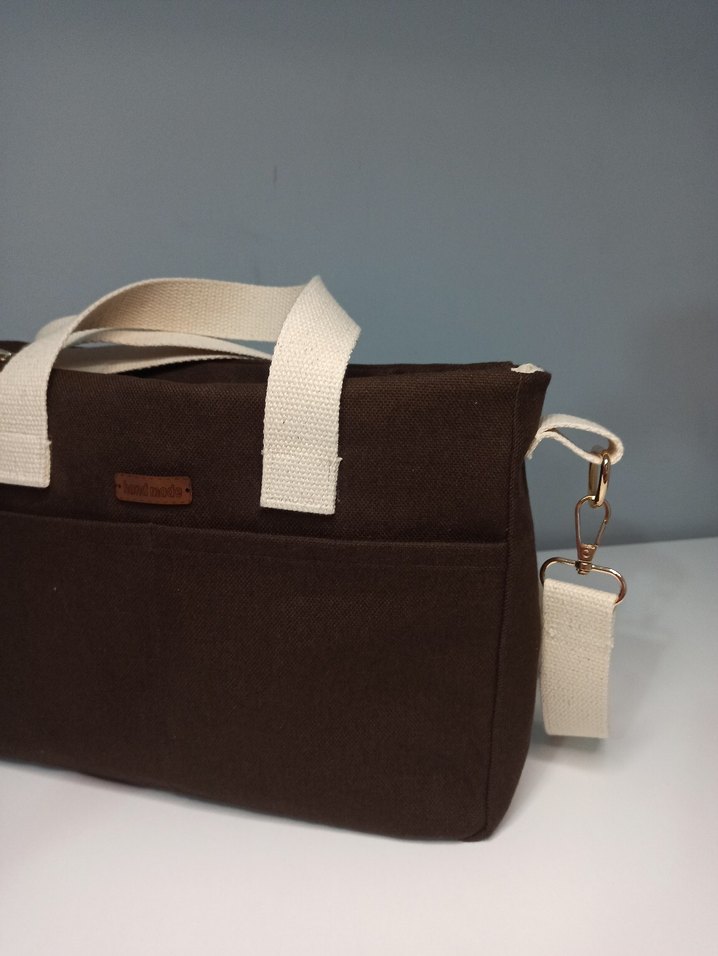 Kahverengi kanvas Günlük Kadın Çanta - Görsel 2