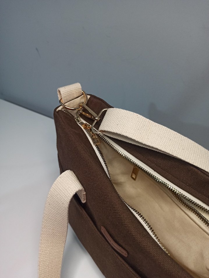 Kahverengi kanvas Günlük Kadın Çanta - Görsel 3