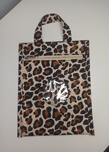 Leopar Desenli Kahverengi seyahat şampuan çantası - Görsel 3