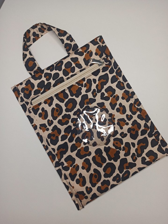 Leopar Desenli Kahverengi seyahat şampuan çantası - Görsel 2
