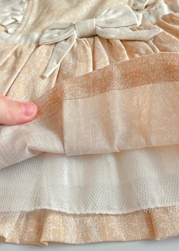 Kız Çocuk Bej Dantelli Elbise - Görsel 2