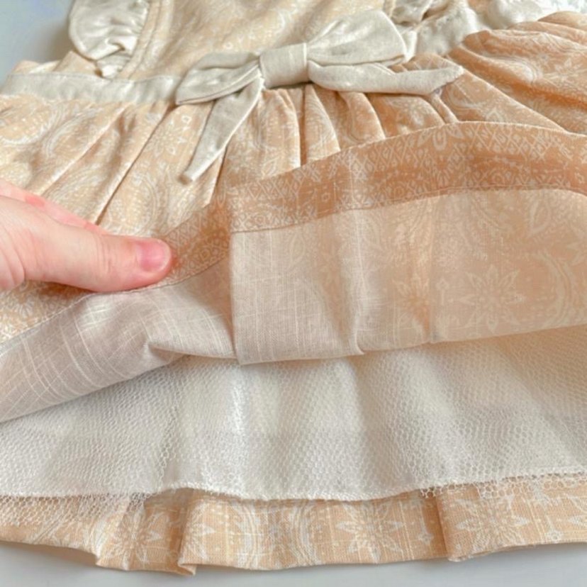 Kız Çocuk Bej Dantelli Elbise - Görsel 2