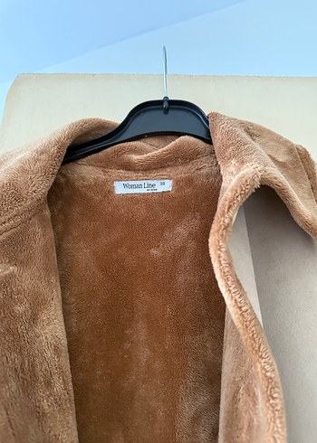 38 Beden camel Renk Kürklü Bej Süet Kadın Kaban