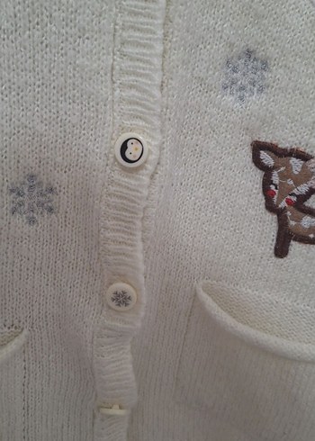 Nakışlı Beyaz Kız Çocuk Hırka - Görsel 4