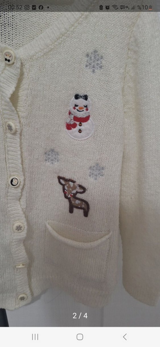 Nakışlı Beyaz Kız Çocuk Hırka - Görsel 2