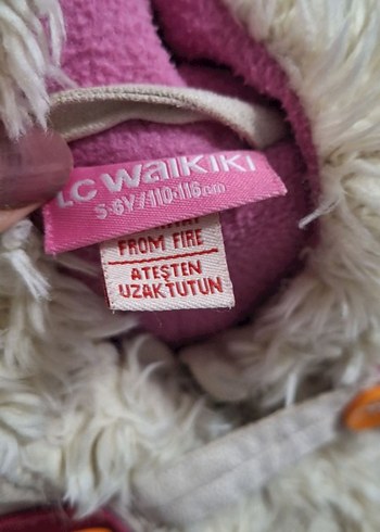 Kız Çocuk Beyaz Kapüşonlu Nakışlı Kaban - Görsel 4