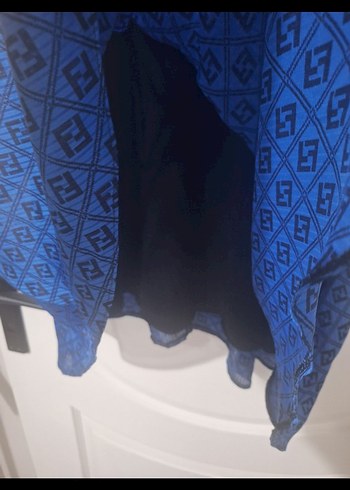 Mavi Piliseli Midi Elbise - Görsel 3