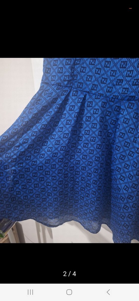 Mavi Piliseli Midi Elbise - Görsel 2