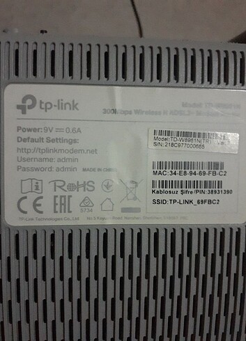 Beden Renk Tp-Link Modem