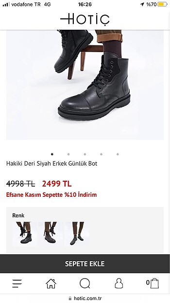 Hotiç hakiki deri bot 2500tL etiketli