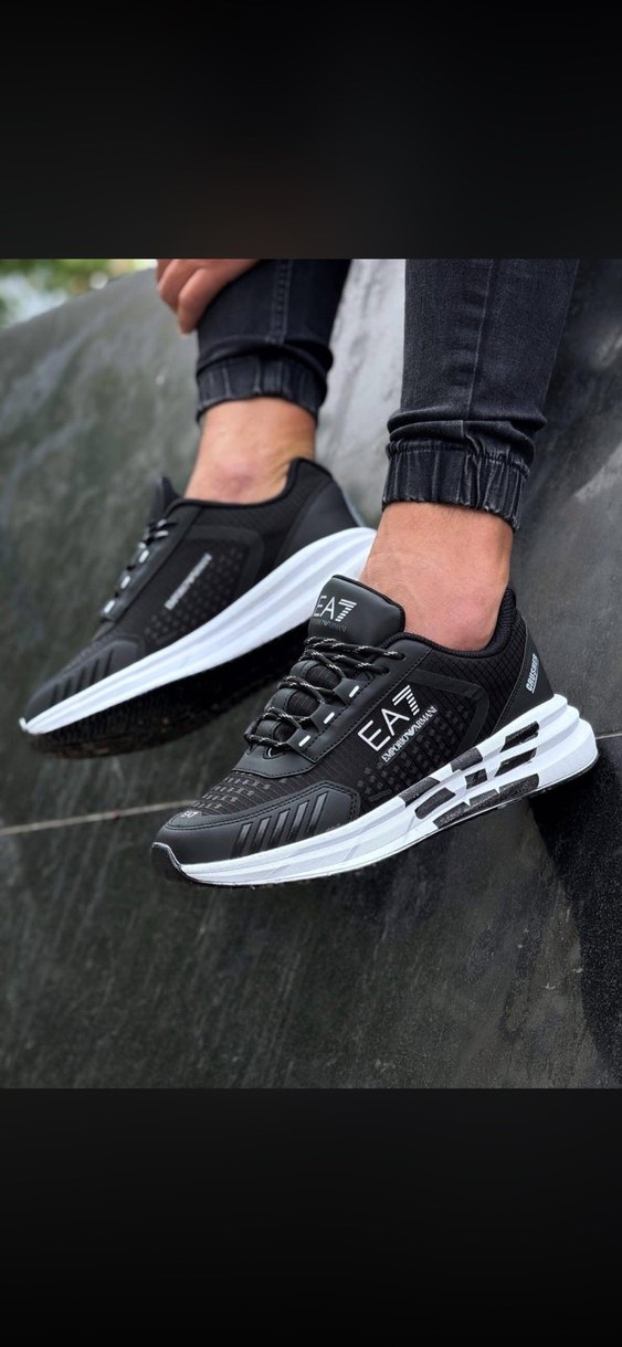 Siyah EA7 Erkek Spor Ayakkabı - Görsel 2