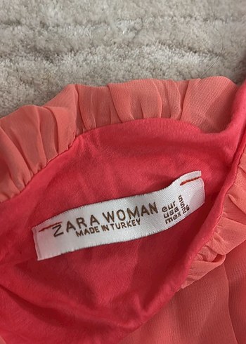 Zara Pembe Midi Drapeli V Yaka Elbise