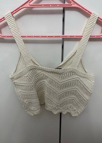 Diğer Bohem Beyaz Örgü Kısa crop