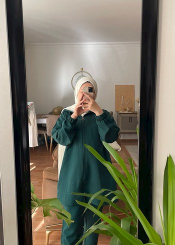 Kapüşonlu Uzun Yeşil Kadın Takım - Görsel 2