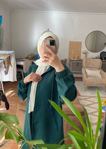 Kapüşonlu Uzun Yeşil Kadın Takım - Görsel 5