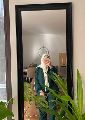 Kapüşonlu Uzun Yeşil Kadın Takım - Görsel 4