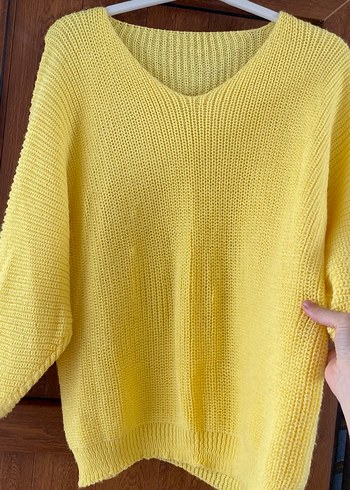 Sarı Oversize Triko Kadın Kazak - Görsel 2