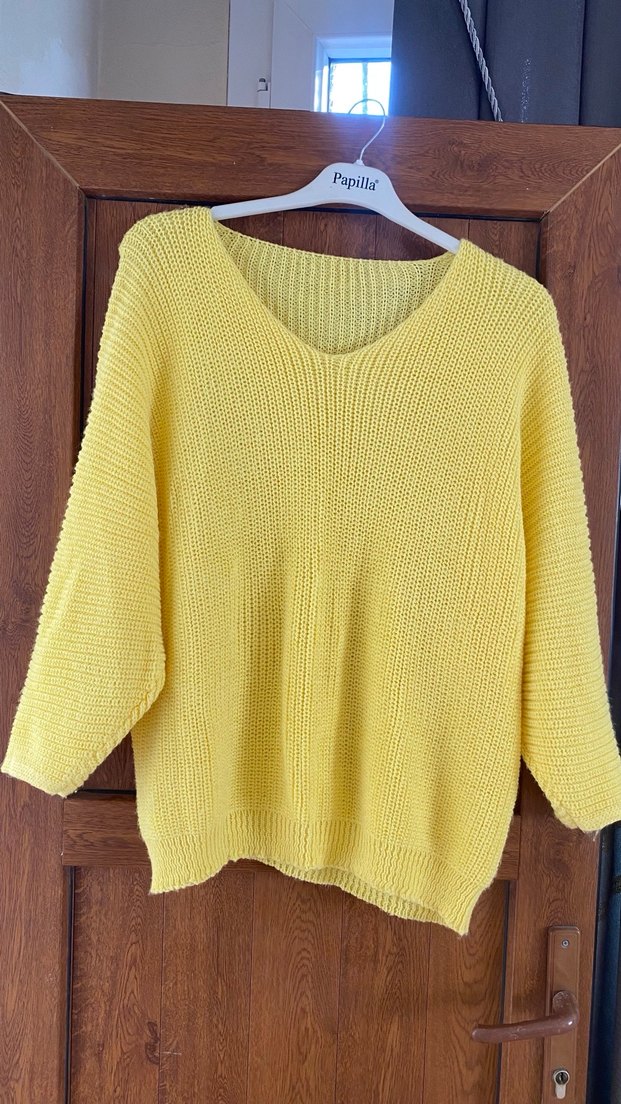 Sarı Oversize Triko Kadın Kazak - Görsel 3