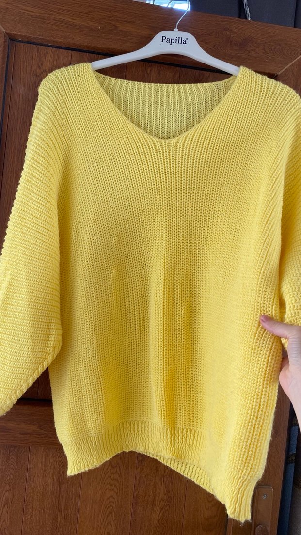 Sarı Oversize Triko Kadın Kazak - Görsel 2