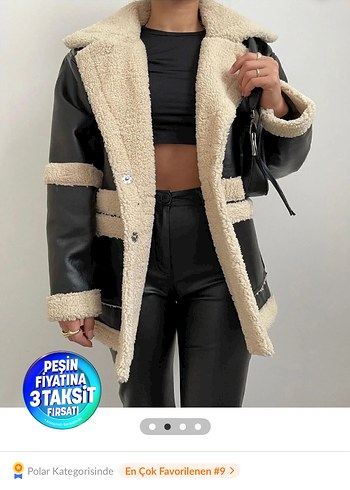 Kürklü Siyah Deri Mini Ceket - Görsel 4