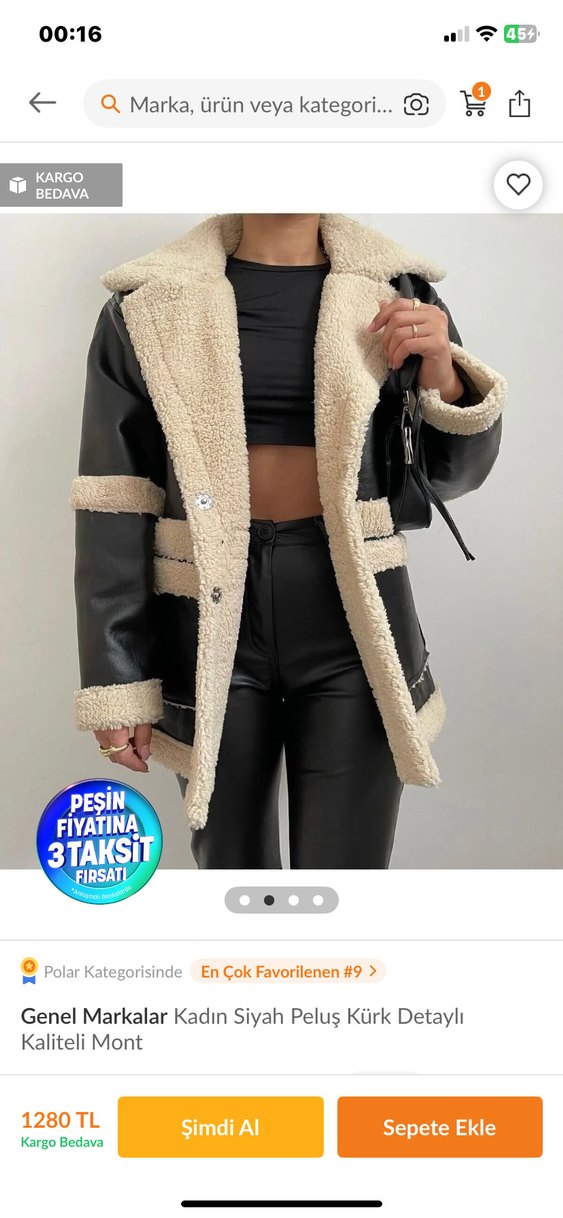 Kürklü Siyah Deri Mini Ceket - Görsel 4