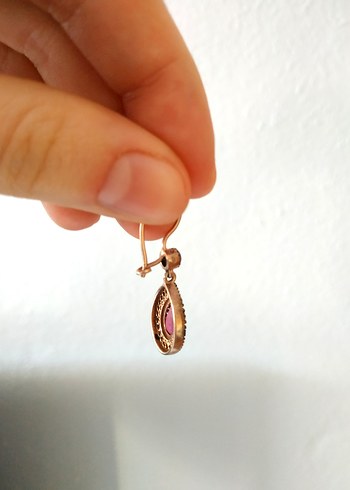  Beden pembe Renk Pembe Taşlı Mini Bohem Küpe