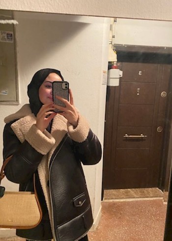 Stradivarius Siyah Kürklü Deri Biker Ceket
