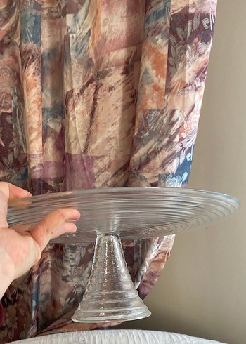 Vintage Şeffaf Cam Kek Standı - Görsel 3